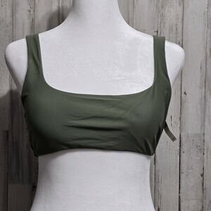 Aerie Olive Green Wide Strap Scoop Bikini  Swim Top Size Medium